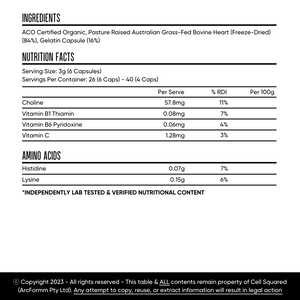 Organic Grass-Fed Beef Heart capsules