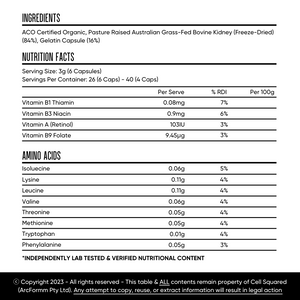Organic Grass-Fed Beef Kidney capsules
