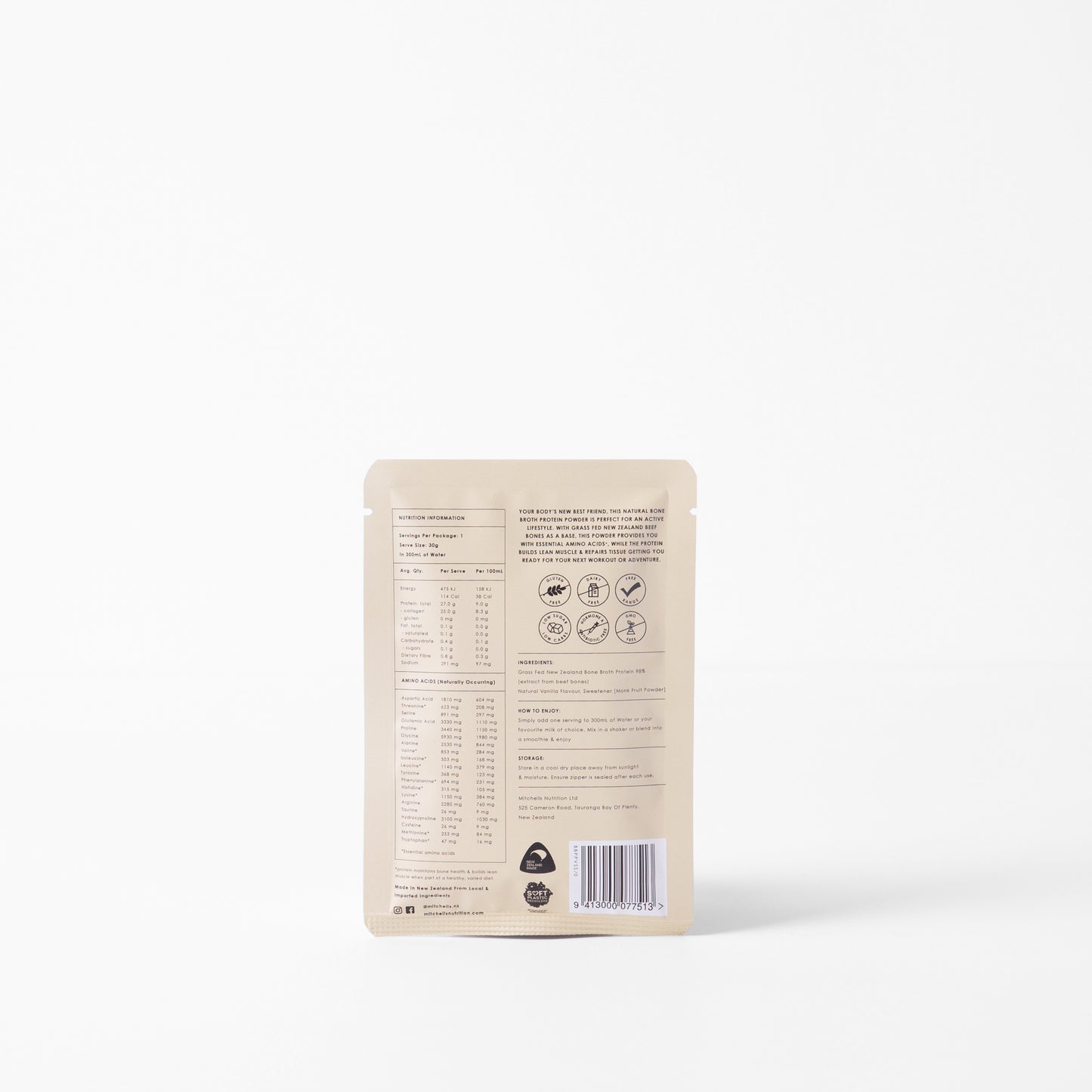 Bone Broth Protein Single Serve Sachet (Natural Vanilla)