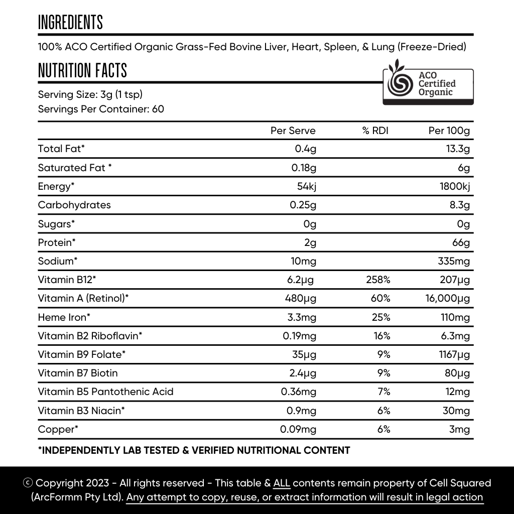 Organic Beef Organs powder