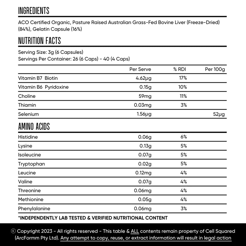 Organic Grass-Fed Beef Liver Capsules