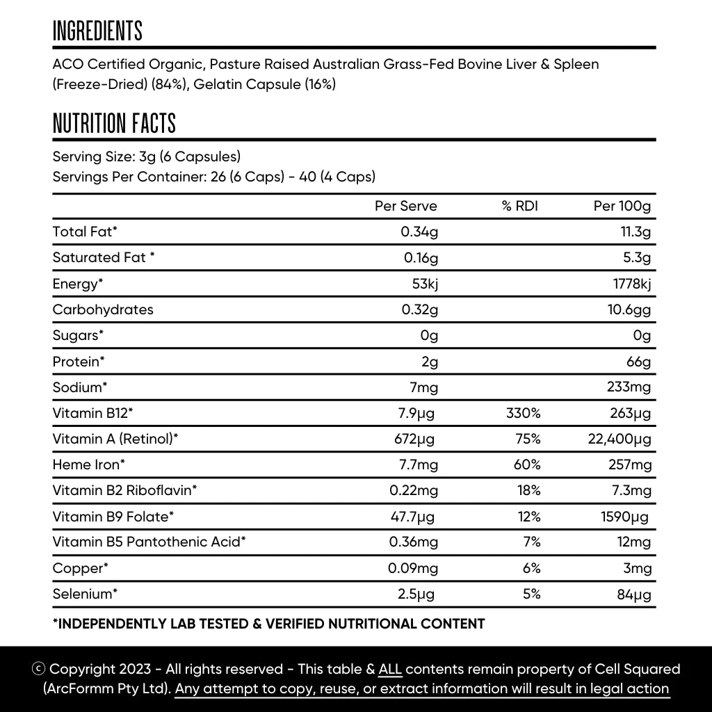 Organic Grass-Fed Beef Liver & Spleen Capsules