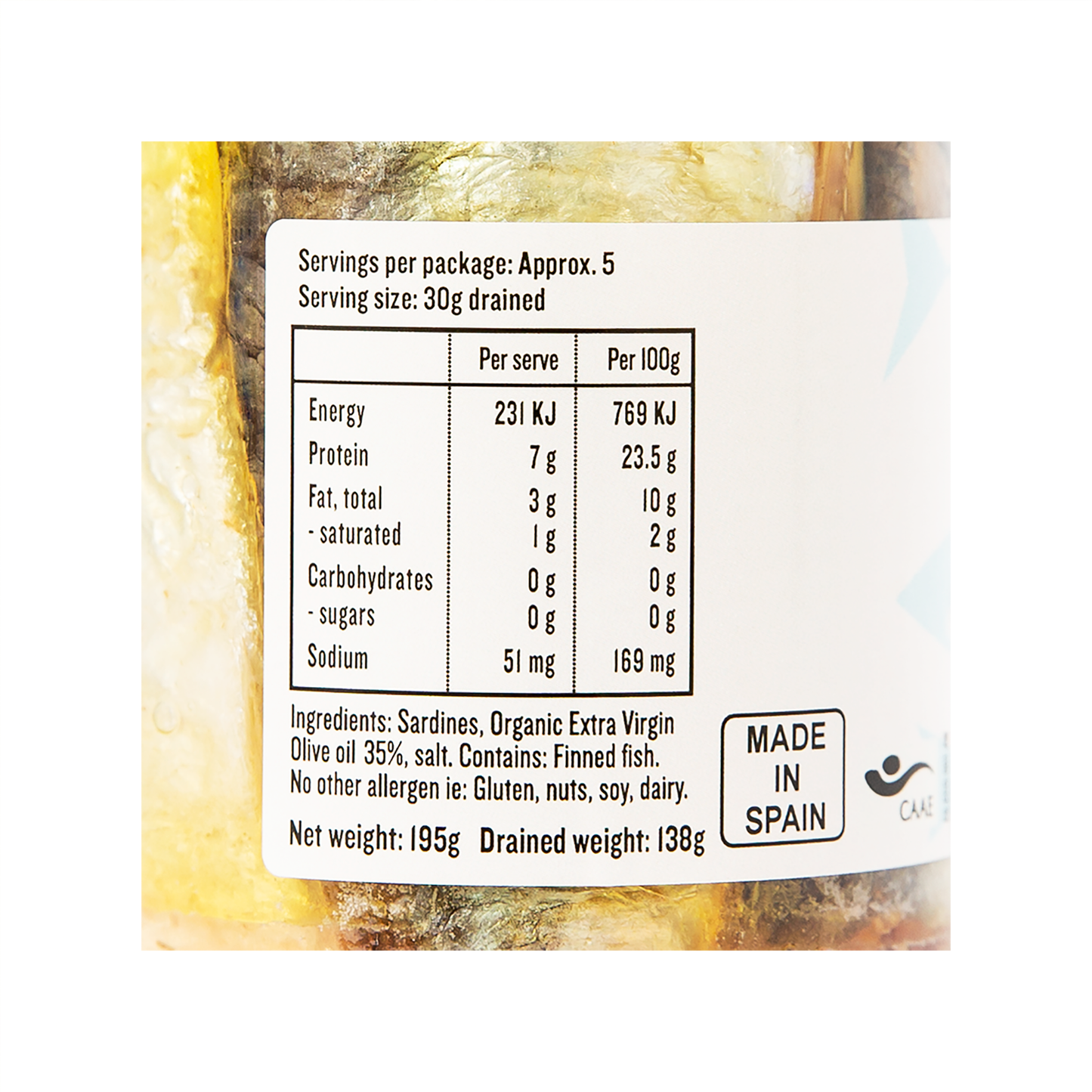 Sardines in Organic Extra Virgin Olive Oil