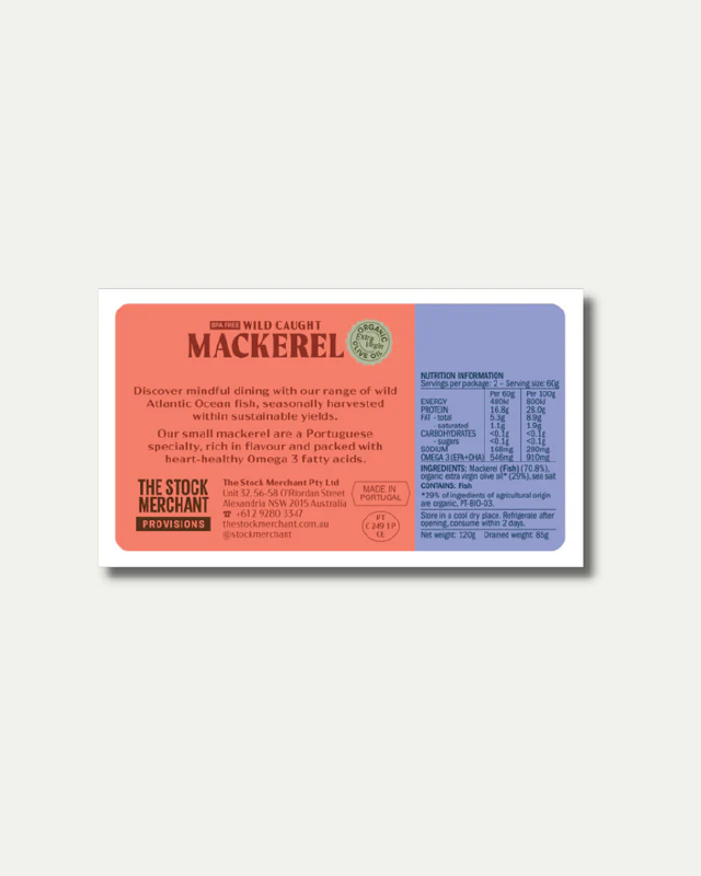 Mackerel in Organic Extra Virgin Olive Oil