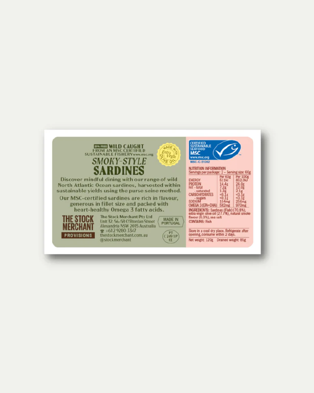 Smoky Sardines in Organic Extra Virgin Olive Oil