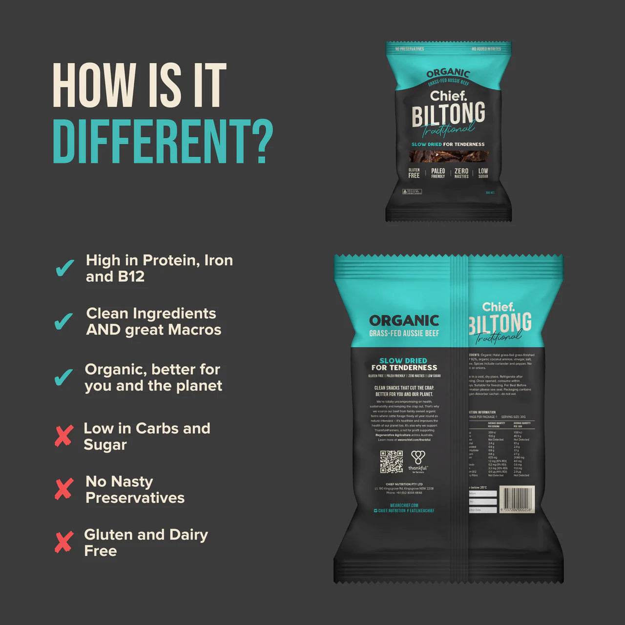 Chief Traditional Beef Biltong (30g Bag)